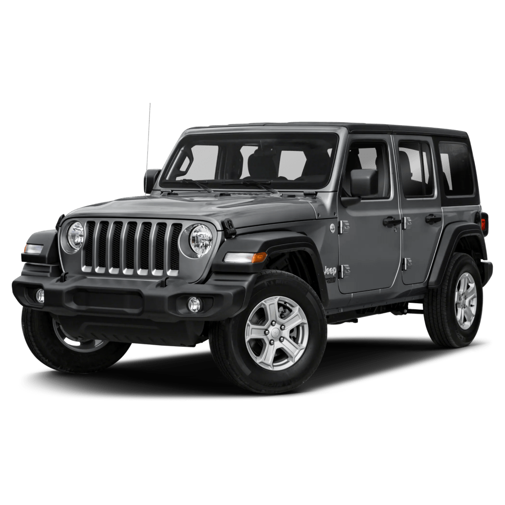 Jeep Wrangler gris disponible para servicios de transporte privado y excursiones con AC Premier Chauffeur en Puerto Rico.